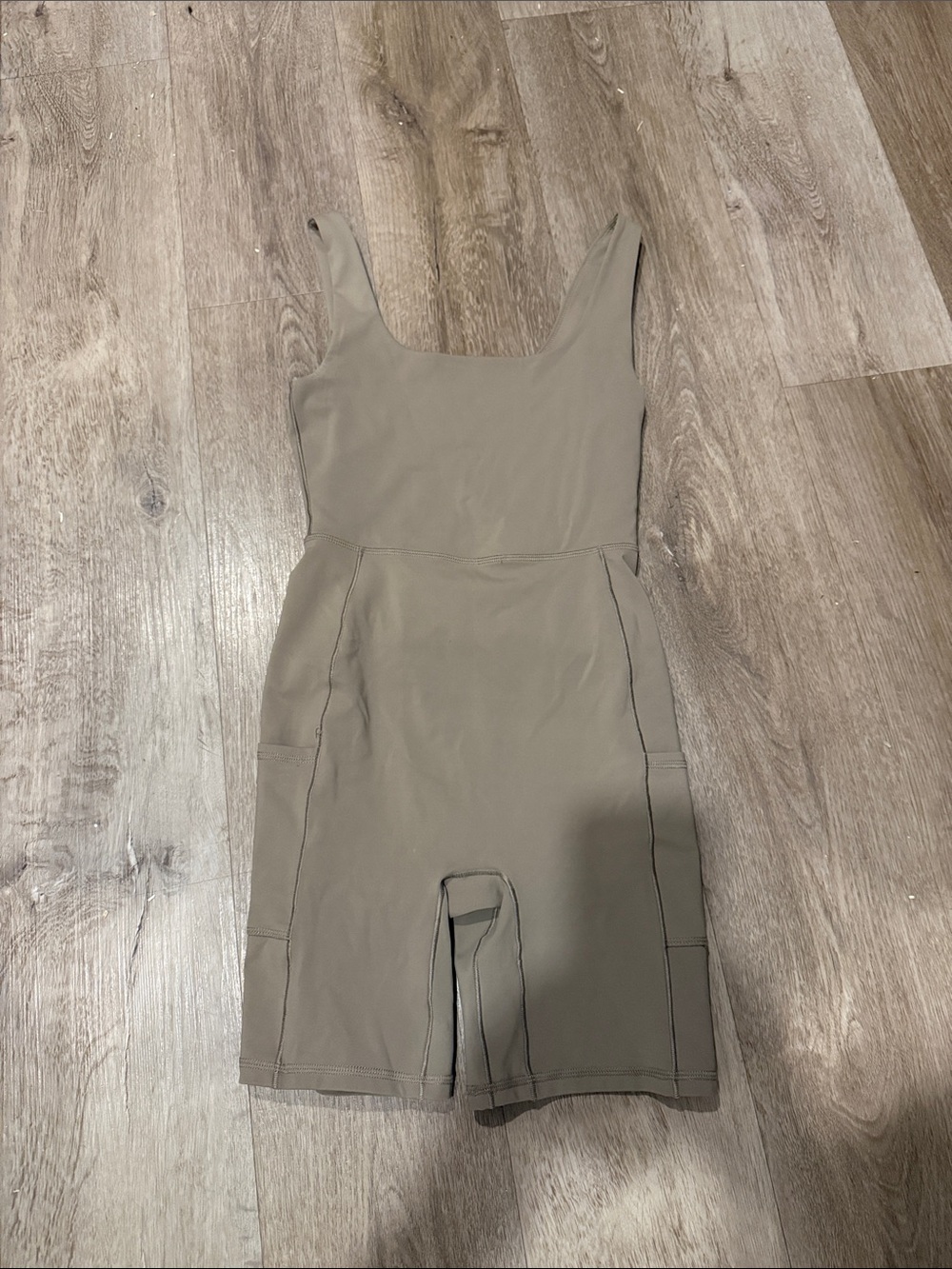 OAK + FORT Olive Sculpted Square-Neck Mini Dress